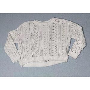 Kendall + Kylie Open Knit Sweater Womens Size Small White Crochet Long Sleeve